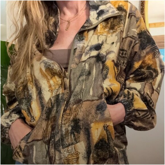 90 VTG Women's Safari Silk Jacket, Size M - Picture 1 of 12